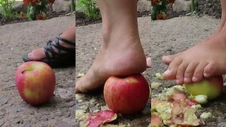 3 Apples Crushed Outside WEDGES & BAREFOOT *FETISH - ASMR* 18+ No Polish!