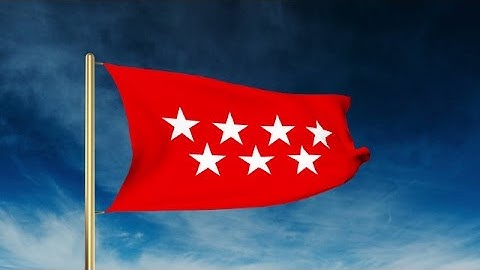 Madrid Flag Slider Style. Waving In The Win With Cloud Background Animation Stock Animation