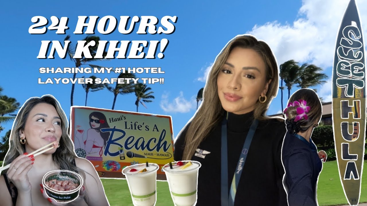 Layover in Maui, Hawaii! 🌺🌴First Time Trying Poke | Running Into SFO Crew ✈️