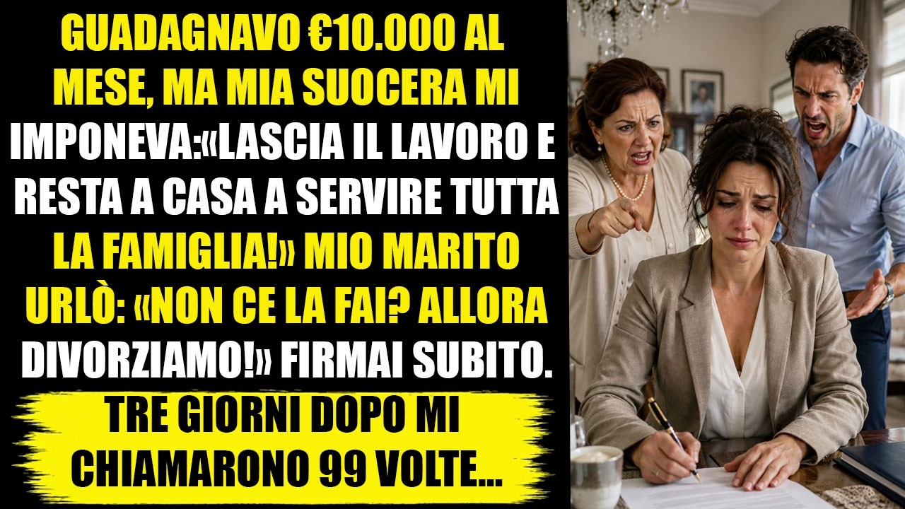 Angela spinse il foglio verso di me, liscia e fredda sul tavolo. “Licenziati. Giorgio sta peggiorando, io ho male alle gambe, e questa casa ha bisogno di qualcuno che se ne occupi.” Poi guardò mio...