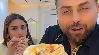 واخيرا عشاء عائلة ريتشو و ننوش سندويش الشاورما السوري 😋مع مخلل حماتي حياتي 🤣 هرمونات حمل ننوش 🤣