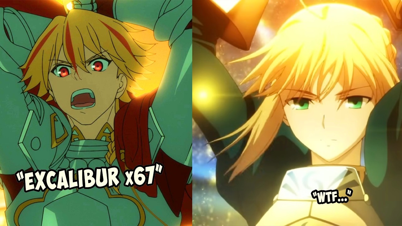 Richard uses Gilgamesh' Treasury to throw Multiple Excaliburs! (FIXED AUDIO)【Fate/Strange Fake】