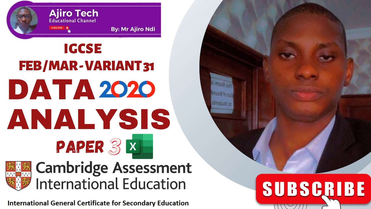 IGCSE ICT (0417/0983) Paper 3 Data Analysis (Spreadsheet) February March 2020 Variant 31