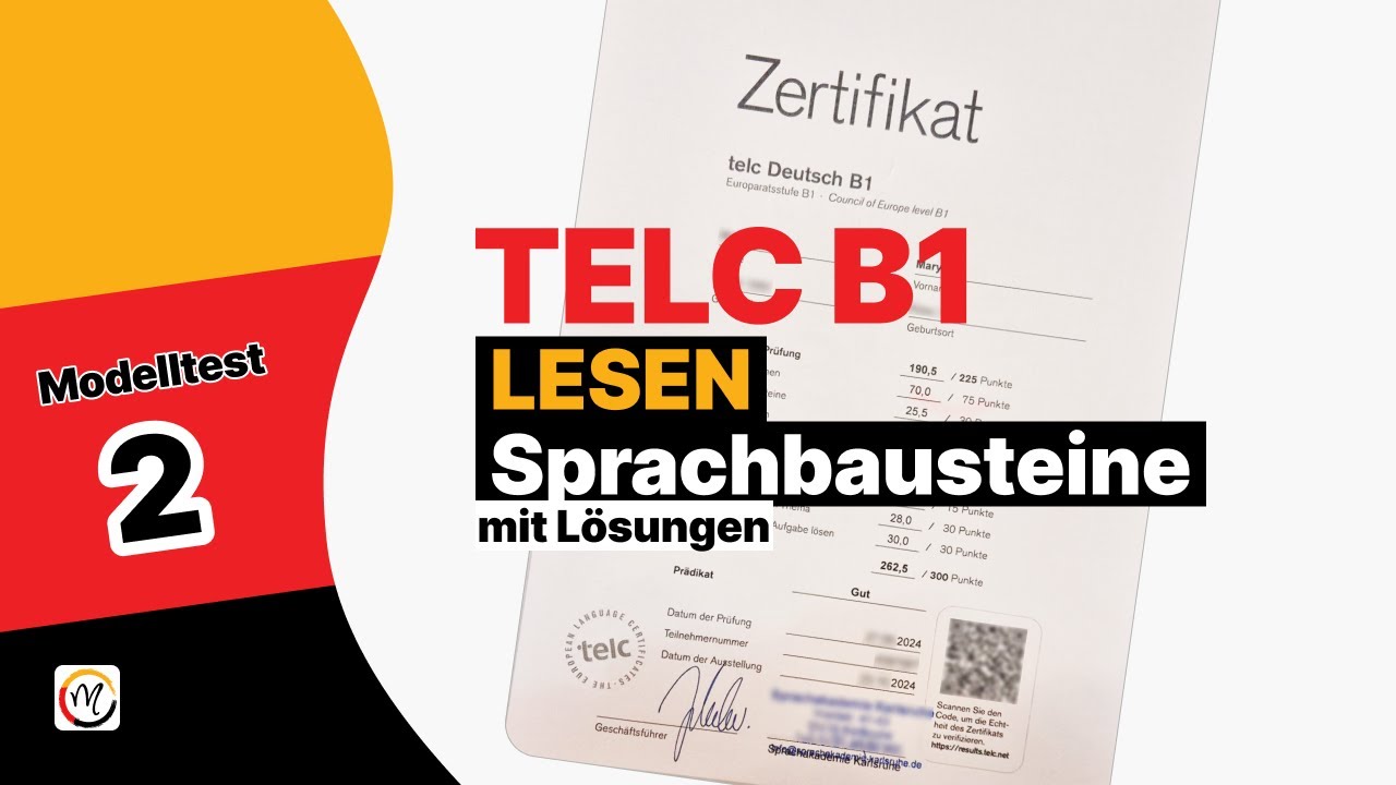 Telc B1 Prüfung Modelltest 🇩🇪 TELC B1 PRÜFUNG | LESEN und SPACHBAUSTEINE | Modelltest 2 in 2 Min