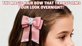 Dusty Pink Ribbon Bow ✨ | DIY Elegant Hair Accessory with Glitter Stars screenshot 2