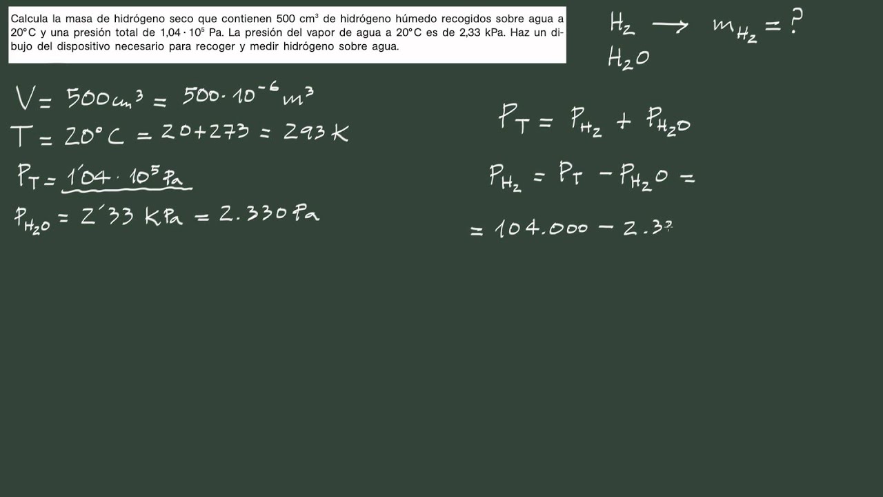 5 Ejercicio 5 Gases Cálculo De La Cantidad De Hidrógeno En Una Mezcla