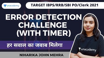 Error Detection Challenge (with timer) IBPS/SBI/RBI/RRB||Niharika John Mehra