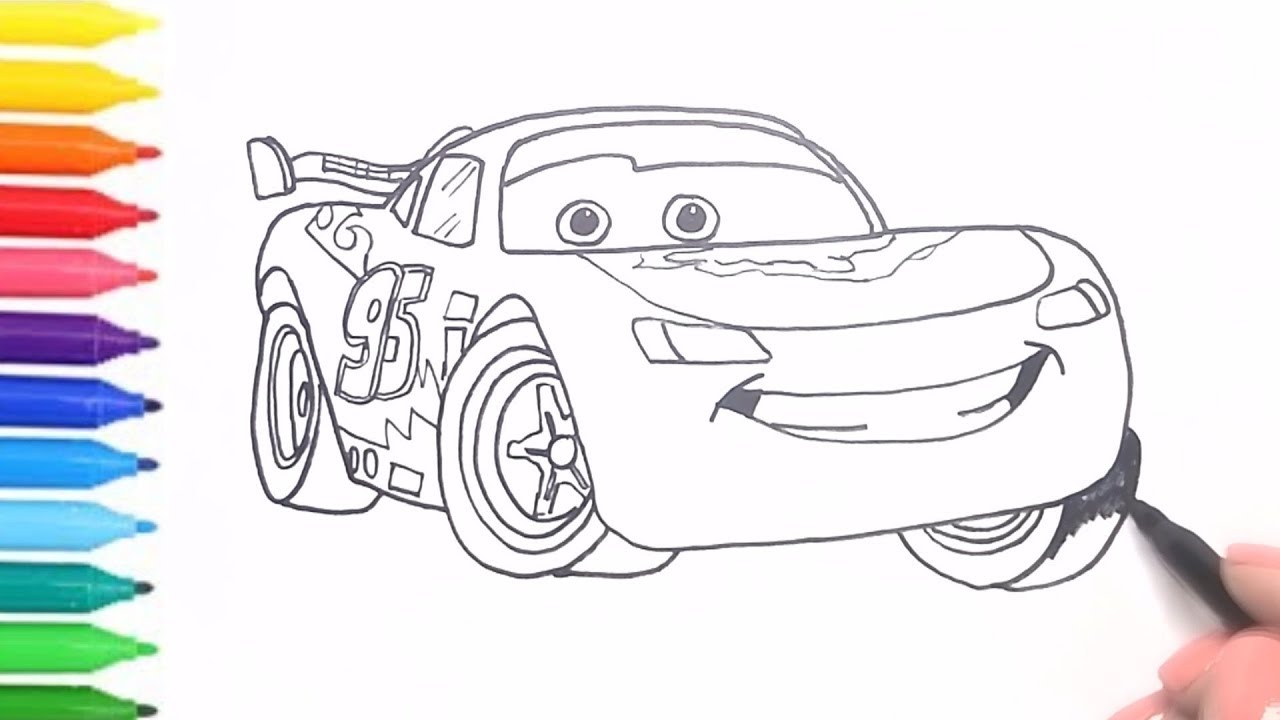 How to Draw Color Cars 3 Lightning McQueen Drawing