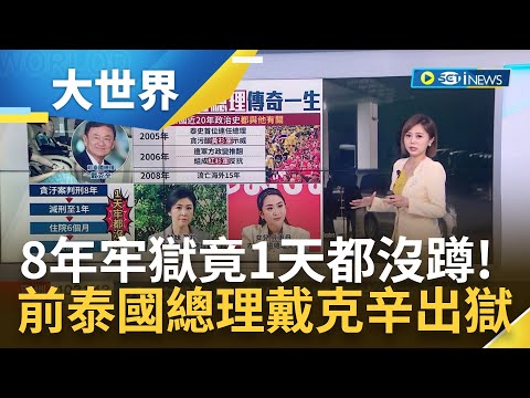 8年牢獄1天都沒蹲! 泰國前總理假釋出獄 戴克辛深受泰人民愛戴 首位連任總理 泰近代政治都與他有關 戴克辛家族光環亮眼｜主播 邱子玲｜【大世界新聞】20240219｜三立iNEWS