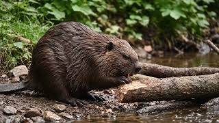 ASMR Beaver Building a Dam 🦫💧 | Calming Nature Sounds & Wood Tapping #BeaverASMR #AnimalASMR screenshot 4