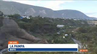 Moradores de La Pampa atemorizados por un gran deslizamiento de tierra en una quebrada