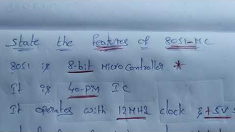 Lecture 2 : Features of 8051 Micro Controller