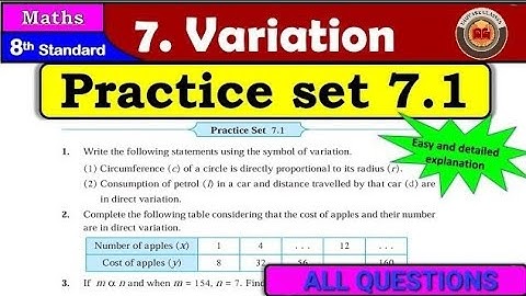 Chapter 7 Variations | Practice Set 7.1 | Class 8 Maths Maharashtra Board