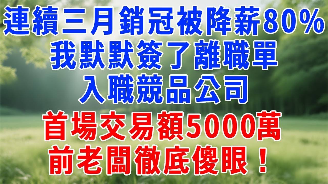 連續三月銷冠被降薪80%，我默默簽了離職單，入職競品公司首場交易額5000萬，前老闆徹底傻眼！#人生感悟 #故事分享 #原创视频 #职场 #打脸