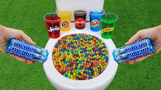 M&M Candy VS Mentos and Popular Sodas !! Fanta, Coca Cola, Fruko, Sprite and Mentos in the toilet