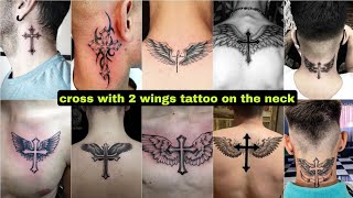 Cross with 2 wings tattoo on the neck || tattoo designs idea HD video 2025 || tattoo designs ❤️🔥
