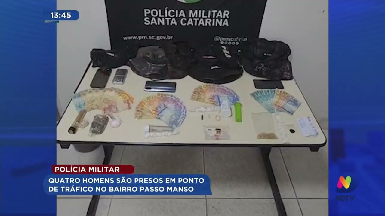 Polícia Militar: quatro homens são presos em ponto de tráfico no bairro Passo Manso