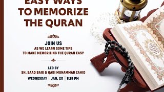 Easy Ways to Memorize the Quran with Sh Saad Baig and Qari Muhammad Zahid screenshot 1