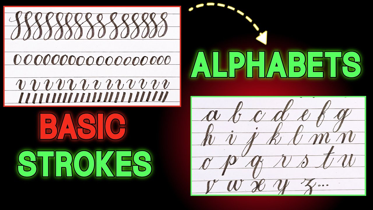 Learn Small Cursive Alphabets Step by Step | Basic Strokes with Cut ...