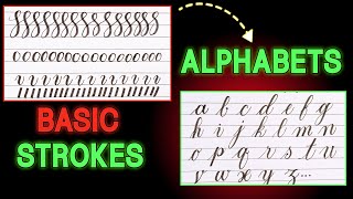 Learn Small Cursive Alphabets Step by Step | Basic Strokes with Cut Marker.