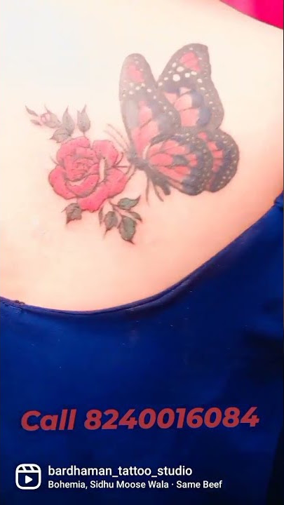 Butterfly Rose Flowers  Tattoo Designs #3dtattoo#backgirltattoo#rajudas #tranding#tattooideasfor2022