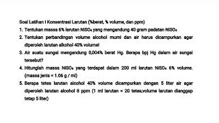 Chemistry Class: Practice Questions on Solution Concentration % weight % volume and ppm