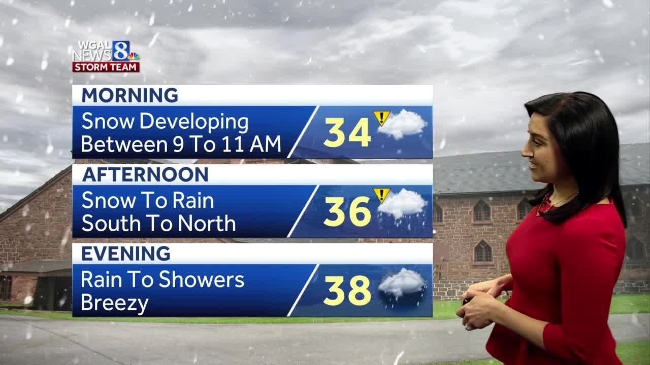Morning snow developing; changing to rain by afternoon - YouTube