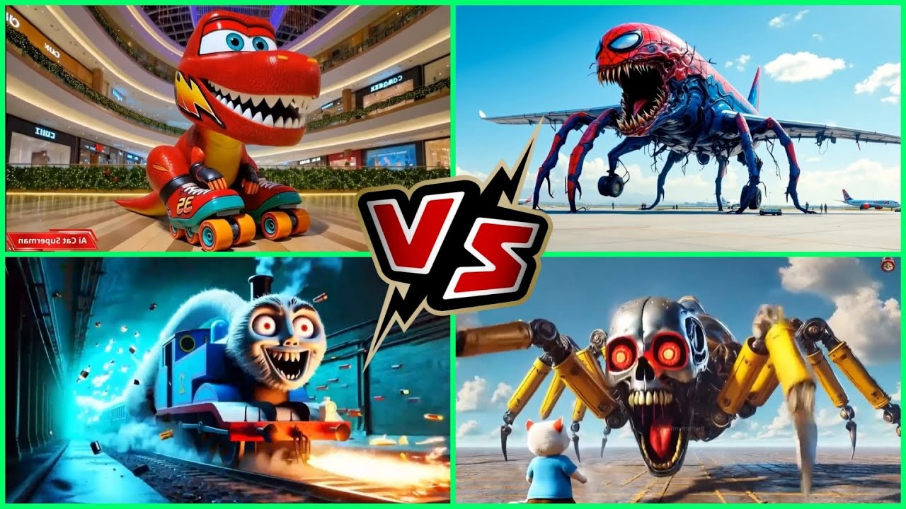 "MONSTER BATTLE: Evil Thomas vs Spider Plane vs Robo Dino vs Human-Faced Spider!" ✅