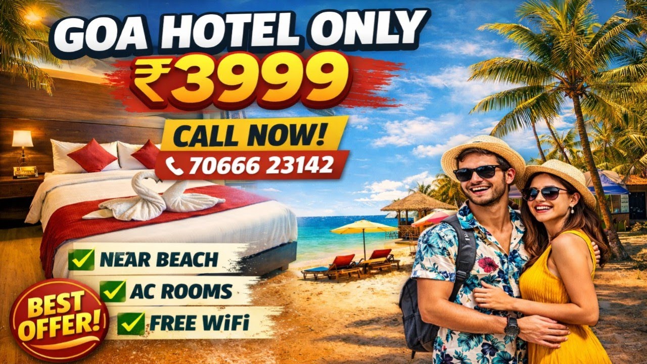 Goa Hotel Only ₹3999 | Budget Stay in Goa Near Beach | Call 7066623142