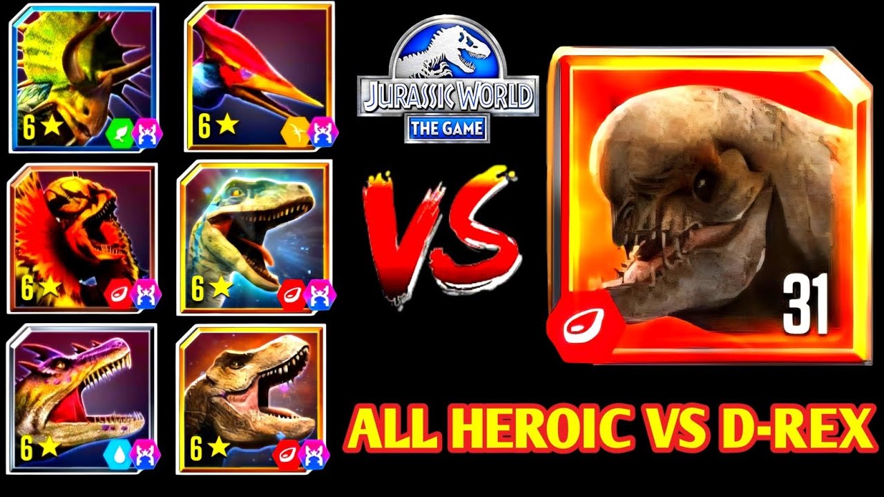 ALL HEROIC DINO VS DISTORTUS REX (BOSS EVENT) | JURASSIC WORLD THE GAME