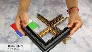 Custom-Made Picture Frames - Corner Samples  1-1/4 inch Antique frame w/ beaded lip