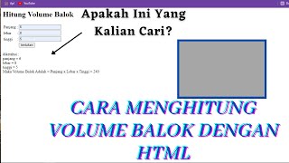 Menghitung Volume Balok Menggunakan HTML/PHP !!