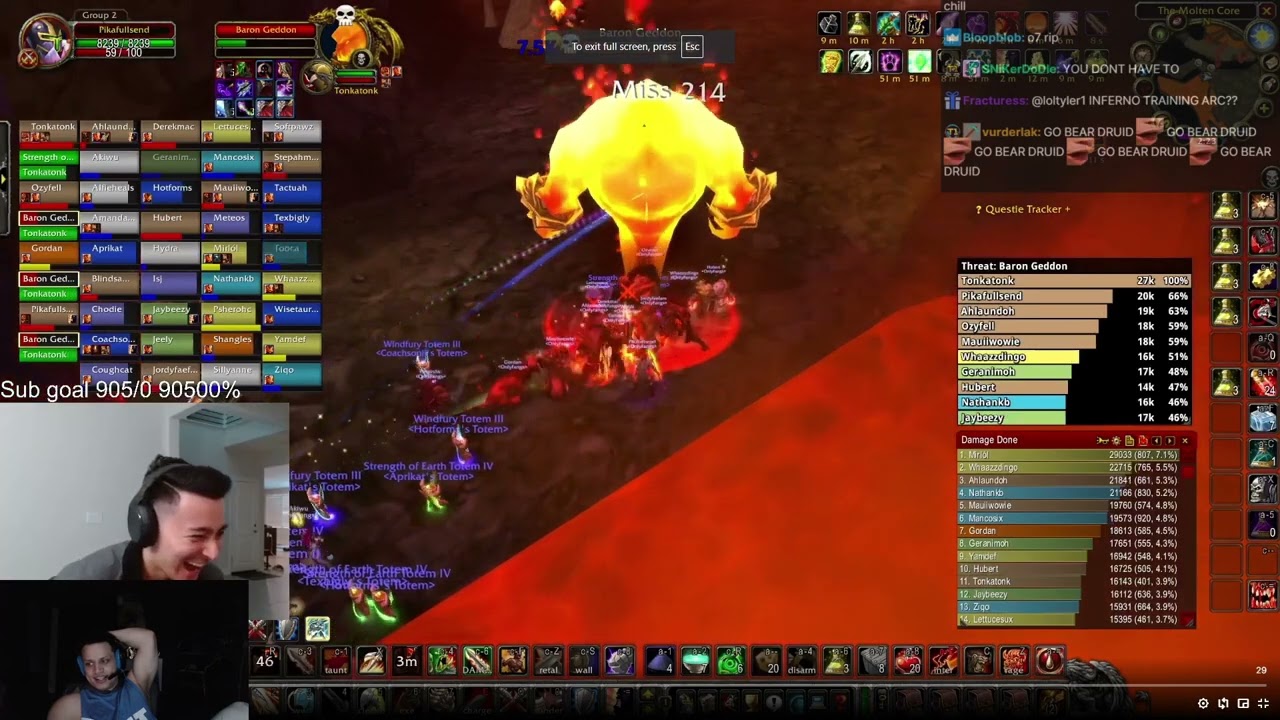 Tyler1 VOD reviews his Death in Molten Core