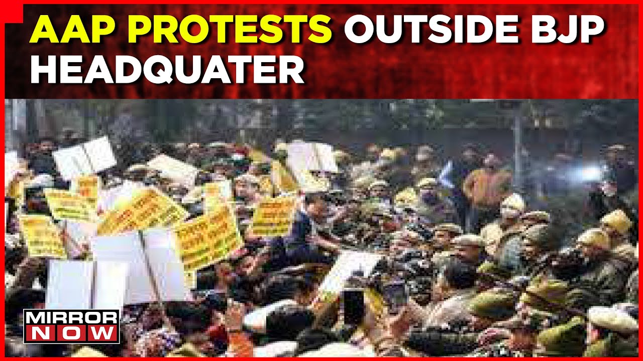 AAP Vs BJP:  AAP Causes A Ruckus In Front Of The BJP Headquarter | Mirror Now | Latest News