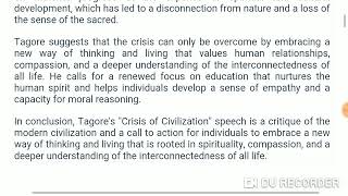 Crisis of Civilization by Rabindranath Tagore #crisis #civilization #tagore B. A 3 sem