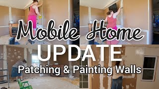 Mobile Home UPDATE | Patching & Painting The Walls