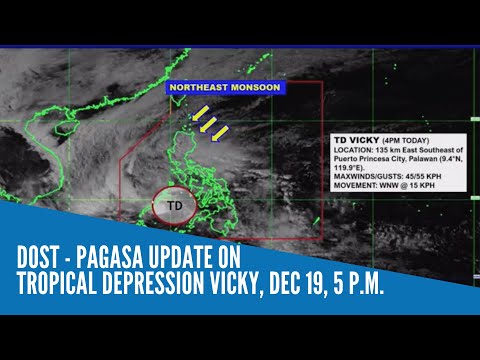 DOST - Pagasa update on Tropical Depression Vicky, Dec 19, 5 p.m.