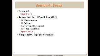 Session 4: Instruction Level Parallelism and RISC Pipeline structure