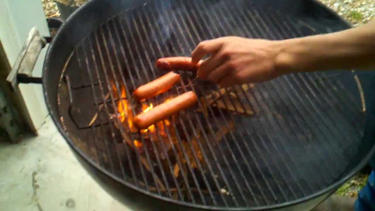Smoking hot dogs with oak wood YouTube