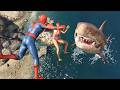 GTA 5 Water Ragdolls | MEGALODON vs Spider-Man Jumps/Fails ep.48