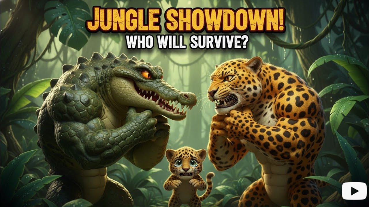 Jungle Animal  Story | Leopard Cub vs Crocodile | bedtime story for kids | animated Fairy tailes 