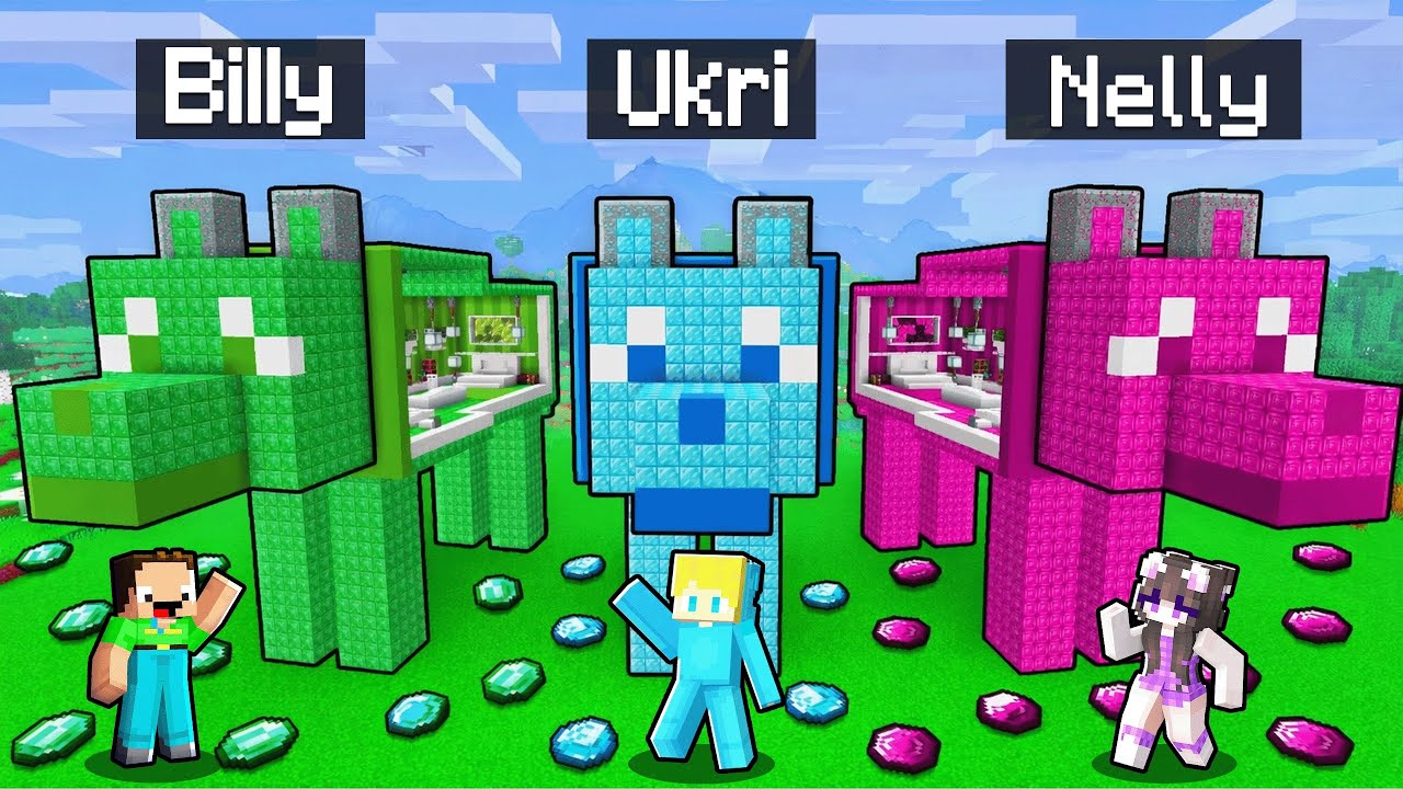 Ukri vs Billy vs Nelly: HUNDE-STATUEN BASIS BATTLE in Minecraft
