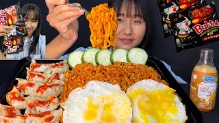 🔥EATING SPICY BULDAK HOT CHICKEN FLAVOUR RAMEN🔥|| NEPALI MOMO || NORTH-EASt INDIAN MUKBANG
