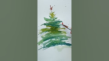 Christmas Tree Watercolor Card Idea
