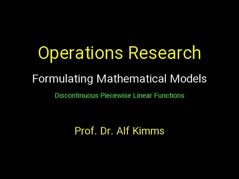 Operations Research: Formulating Mathematical Models (Discontinuous Piecewise Linear Functions)