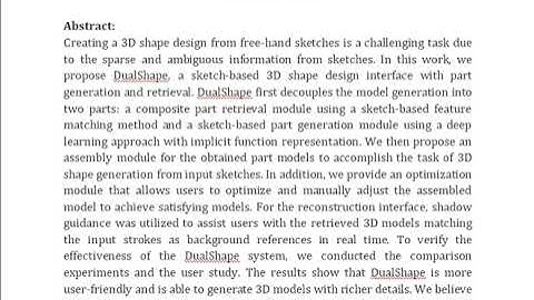 DualShape Sketch Based 3D Shape Design With Part Generation and Retrieval