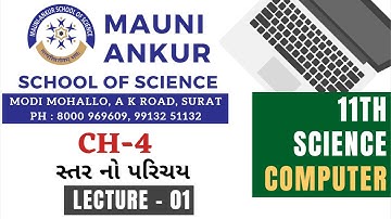 11TH NCERT COMPUTER # CH -4 ~સ્તર નો પરિચય~ LECTURE - 1