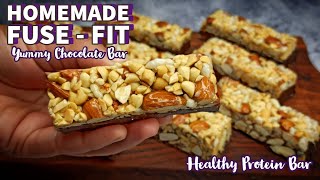 DIY FUSE FIT Chocolate Bar Recipe | Almonds and Peanuts Protein Bar at Home