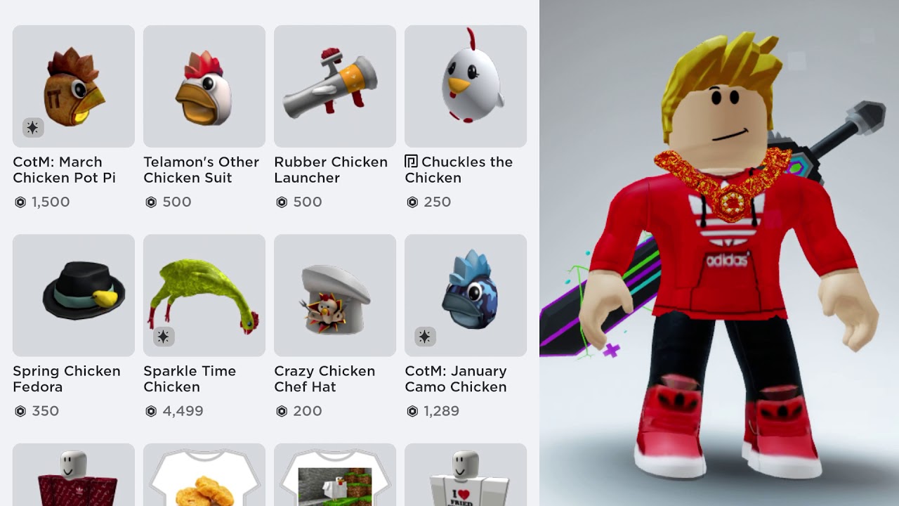 Roblox Chicken Items Roblox Youtube - roblox telamon chicken hat