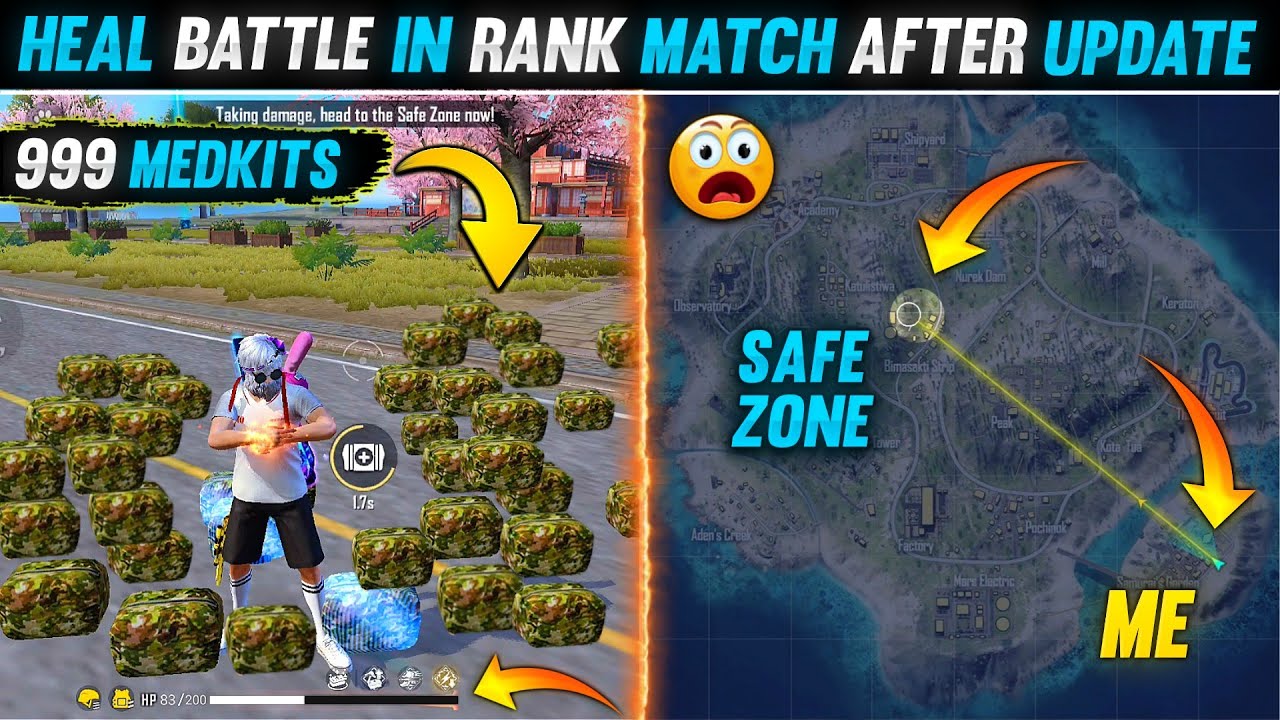 FREE FIRE MEDKIT HEAL BATTLE  CHALLENGE IN RANK MATCH | LAST ZONE HEAL BATTLE - GARENA FREE FIRE